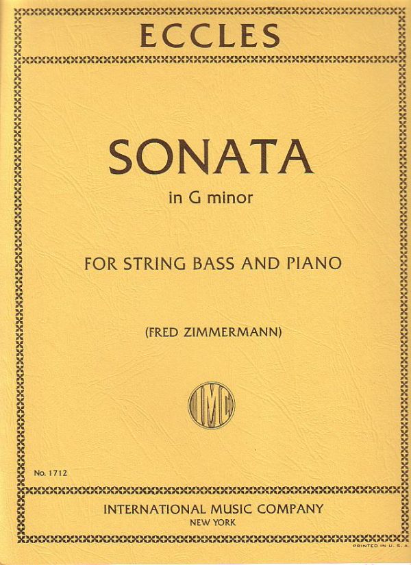 Eccles, ed. Zimmermann - Sonata in G Minor - Bass and Piano Supply