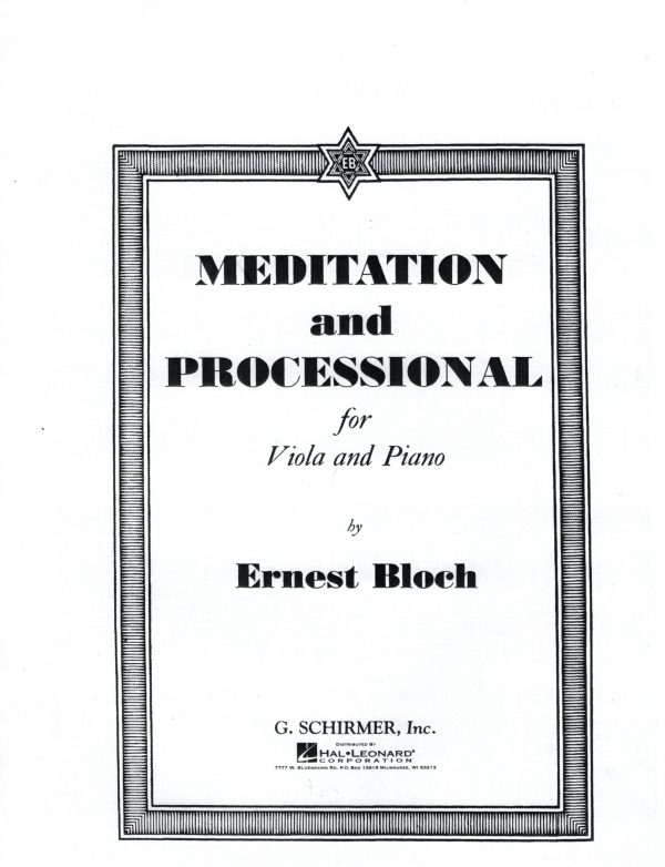 Bloch - Meditation and Processional - Viola and Piano Hot on Sale