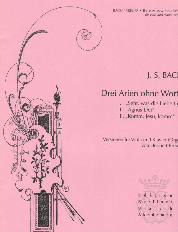 Bach - Drei Arien ohne Worte - Viola and Piano (Organ) Online Sale